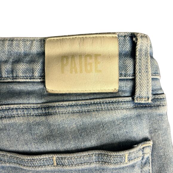 Paige Collete High Rise Flare Jeans Size 29 Light Wash Raw Hem Distressed Denim - Picture 7 of 13